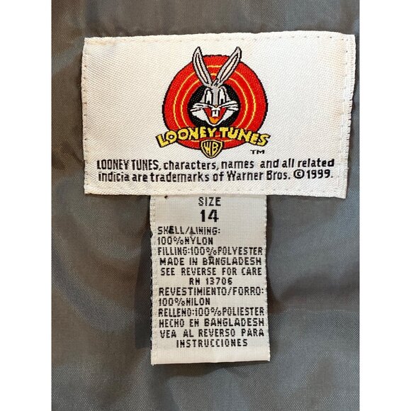 Vintage 90's Tweety Bird Looney Tunes Hot Pink Puffer Vest Junior 14/ Women S - Picture 7 of 14